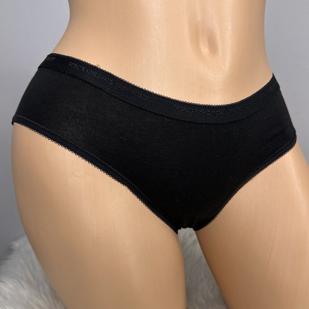 Vintage New Victoria’s Secret Hiphugger Panties Size Small Black Cotton Blend